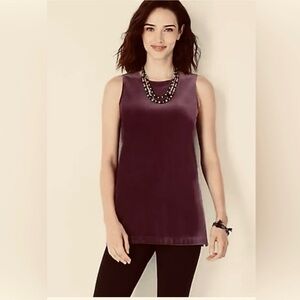 J Jill Wearever Concord Grape Velvet SleevelessTop Size M